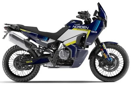 Husqvarna 901 Norden Graphics mockup Image - Grid - design in blue white yellow