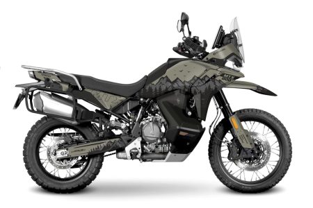 CFMOTO MTX 800 Forest decal kit with olive green mountain and forest adventure graphics