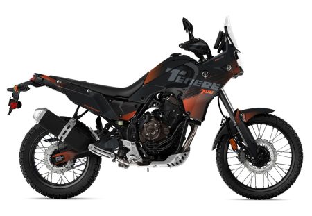 Yamaha Tenere 700 SHADOW graphics kit in orange with custom adventure motorcycle decals