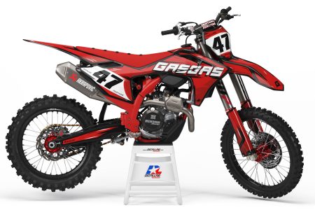 GASGAS SKETCHY dirt bike graphics kit in red and black with custom motocross decals