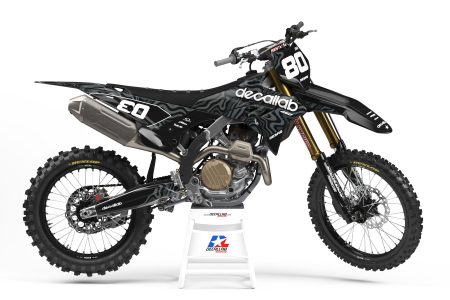 Ducati dirt bike with custom grey and black Flow motocross graphics kit