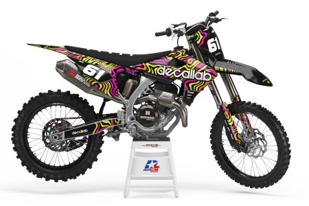 Triumph Flow motocross graphics kit black pink yellow