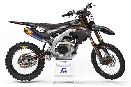 Yamaha Sweep dirt bike graphics kit in grey black brown