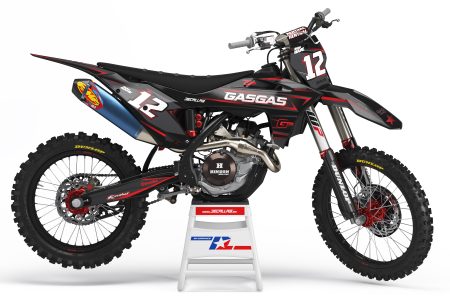 SWAN black and red custom dirt bike graphics kit