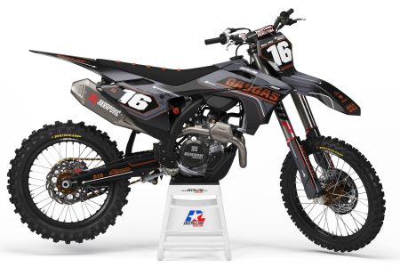 GasGas Sweep dirt bike graphics kit in grey black brown and black red