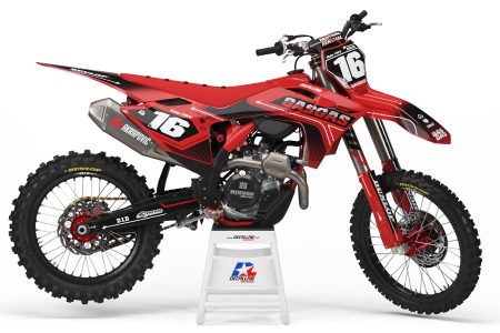 GasGas Sweep dirt bike graphics kit in grey black brown and black red