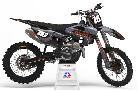 Husqvarna Sweep dirt bike graphics kit in black grey brown
