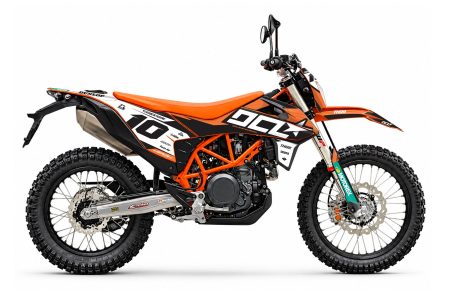 KTM 690 DCL Star graphics kit in orange white and black for Enduro